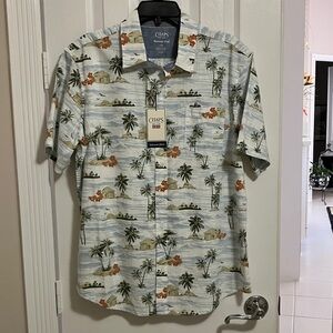 Chaps Men's Island Print Shirt - Green and Blue